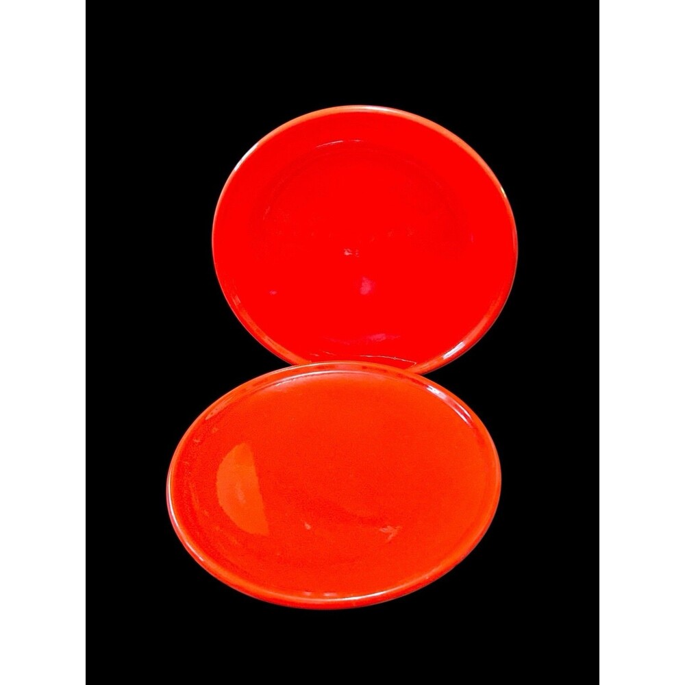 Vtg Waechtersbach Set Of 2 Solid Red Color 10" Dinner Plates Unmarked